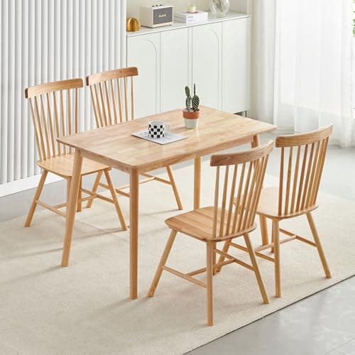 Wooden Dining Chairs Set of 4, Windsor Style for Kitchen Room