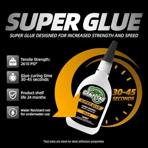 High-Strength 2610 PSI Super Glue, 4.6 oz, Extra Caps & Microtips