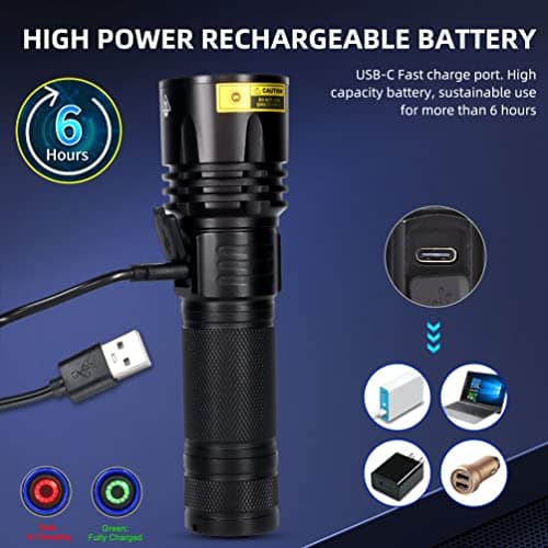DARKBEAM USB-C Rechargeable 365nm Black Light Flashlight for Fluorescent Detection