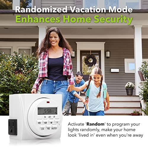 BN-LINK 7-Day Digital Timer, FD60 U6, for Lamp, Fan & Security (2 Pack)