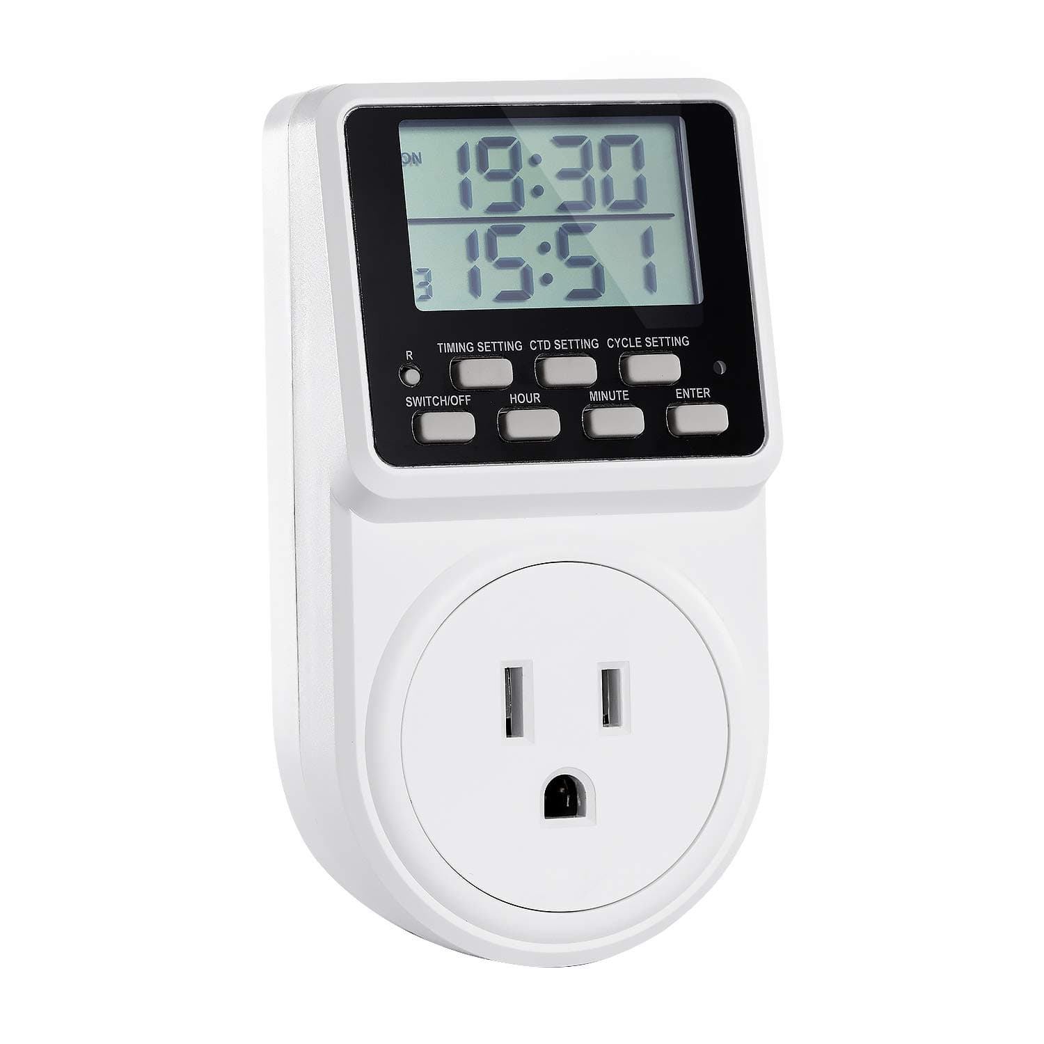 24-Hour Programmable Countdown Timer for Electrical Outlet, 120V 15A (1 Pack)