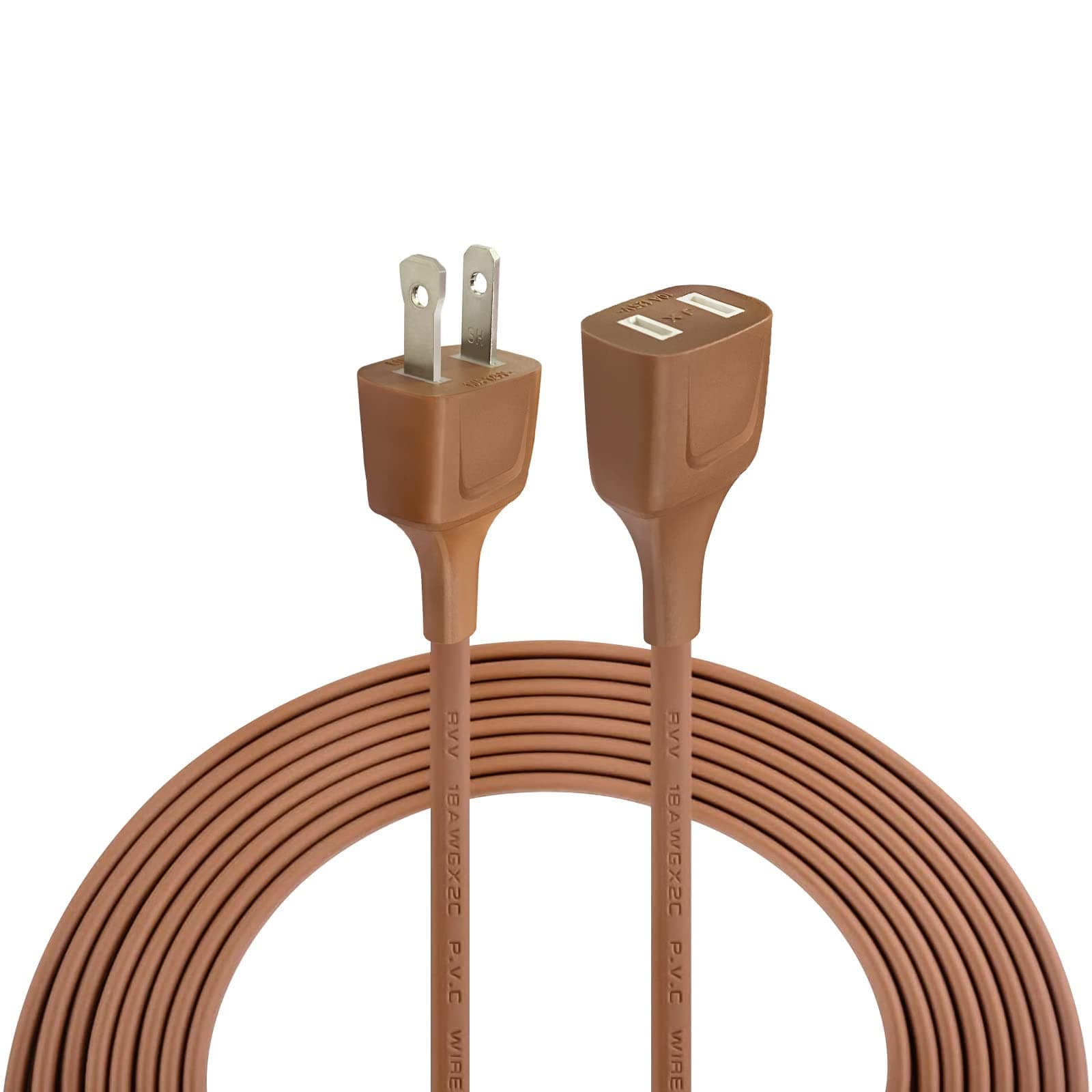 Sibosz 15ft Power Extension Cord 10A 125V Brown for Home Office