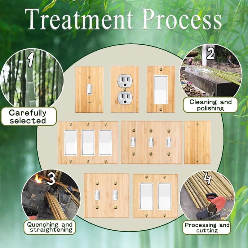 Bamboo Solid Wood Light Switch Plate Decorative Cover