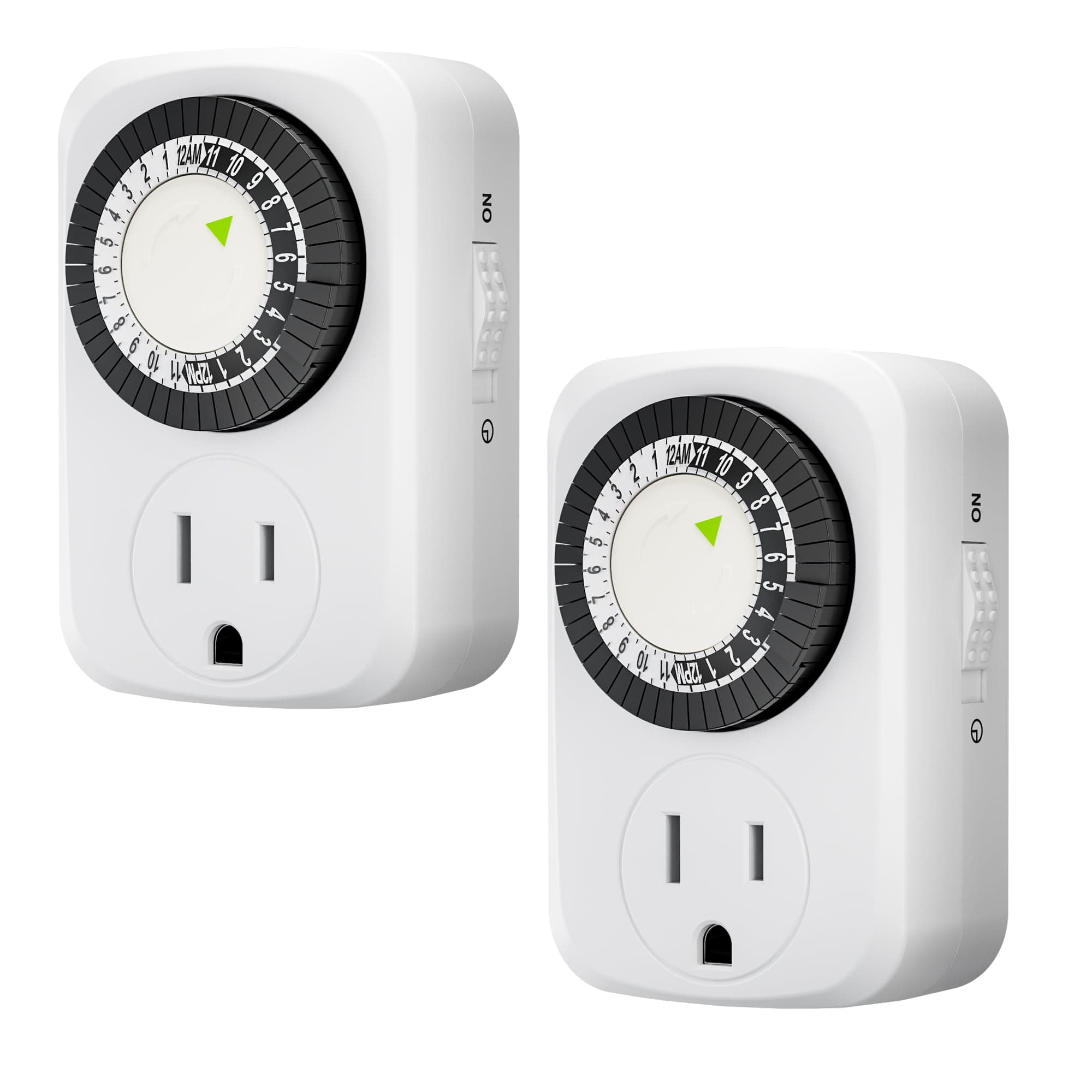 HBN Indoor 24-Hour Mechanical Timer, 30 Min Intervals, 3-Prong, 2-Pack, ETL Listed