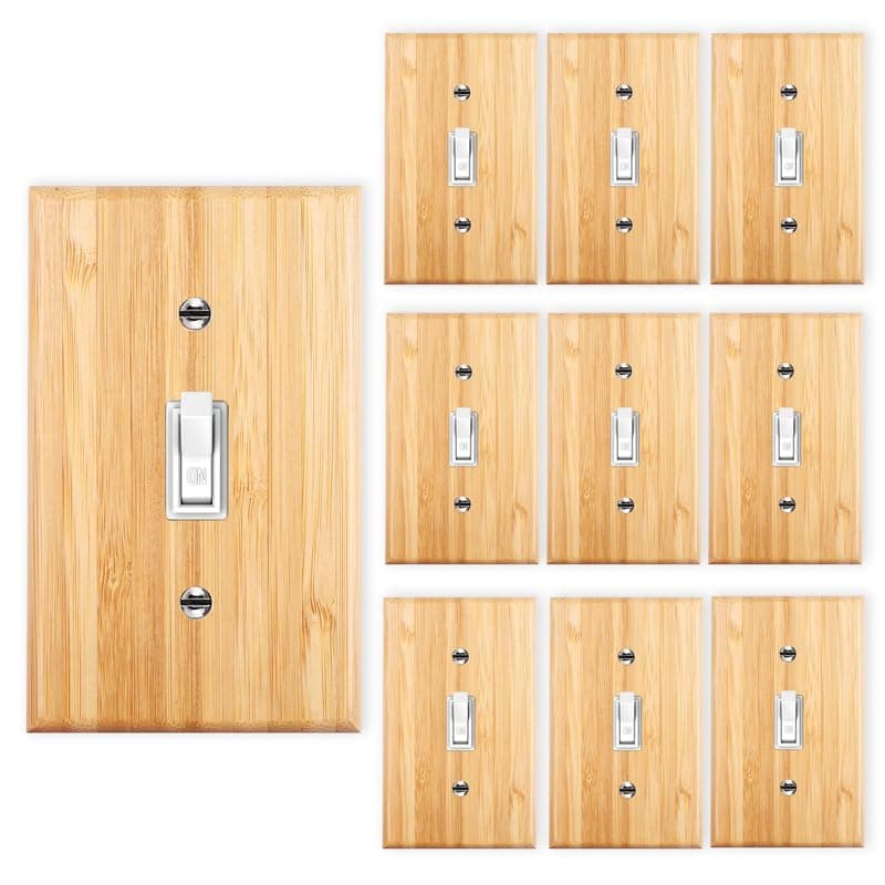 Solid Bamboo Single Toggle Light Switch Plate, 4.5" x 2.76" Home Decor — 9-10PC-Single Toggle