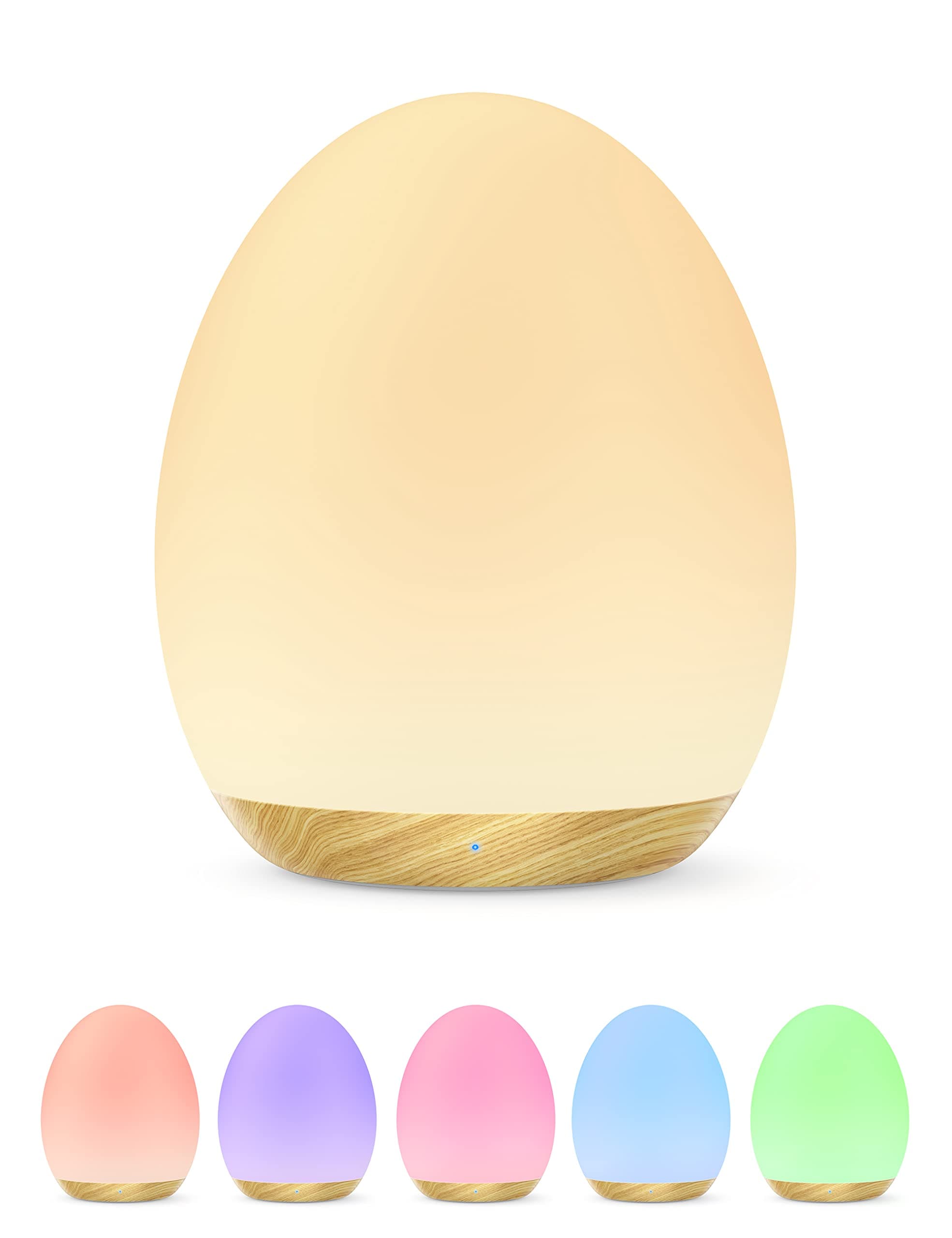 JolyWell Rechargeable Baby Night Light with Color Changing & Dimming, 100H Timer, Wood Grain