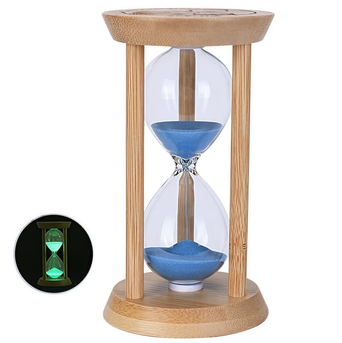 Bamboo 1 Minute Mini Sand Timer for Toothbrushing & Games（Blue）