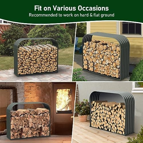 Galvanized Steel Firewood Storage Shed for Outdoor Use