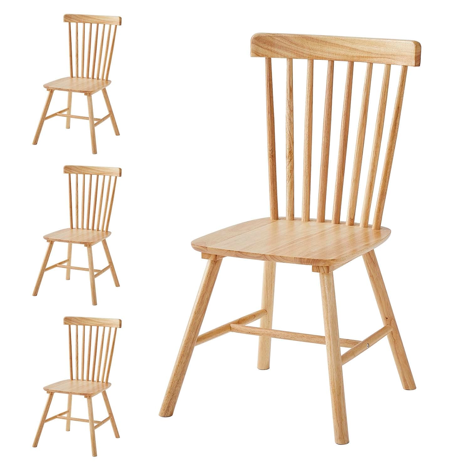 Wooden Dining Chairs Set of 4, Windsor Style for Kitchen Room