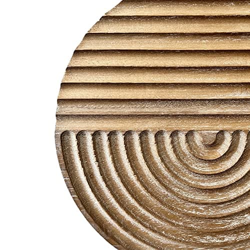 Musanpou Hand-carved Round Wood Wall Decor | Farmhouse & Country Style | Natural