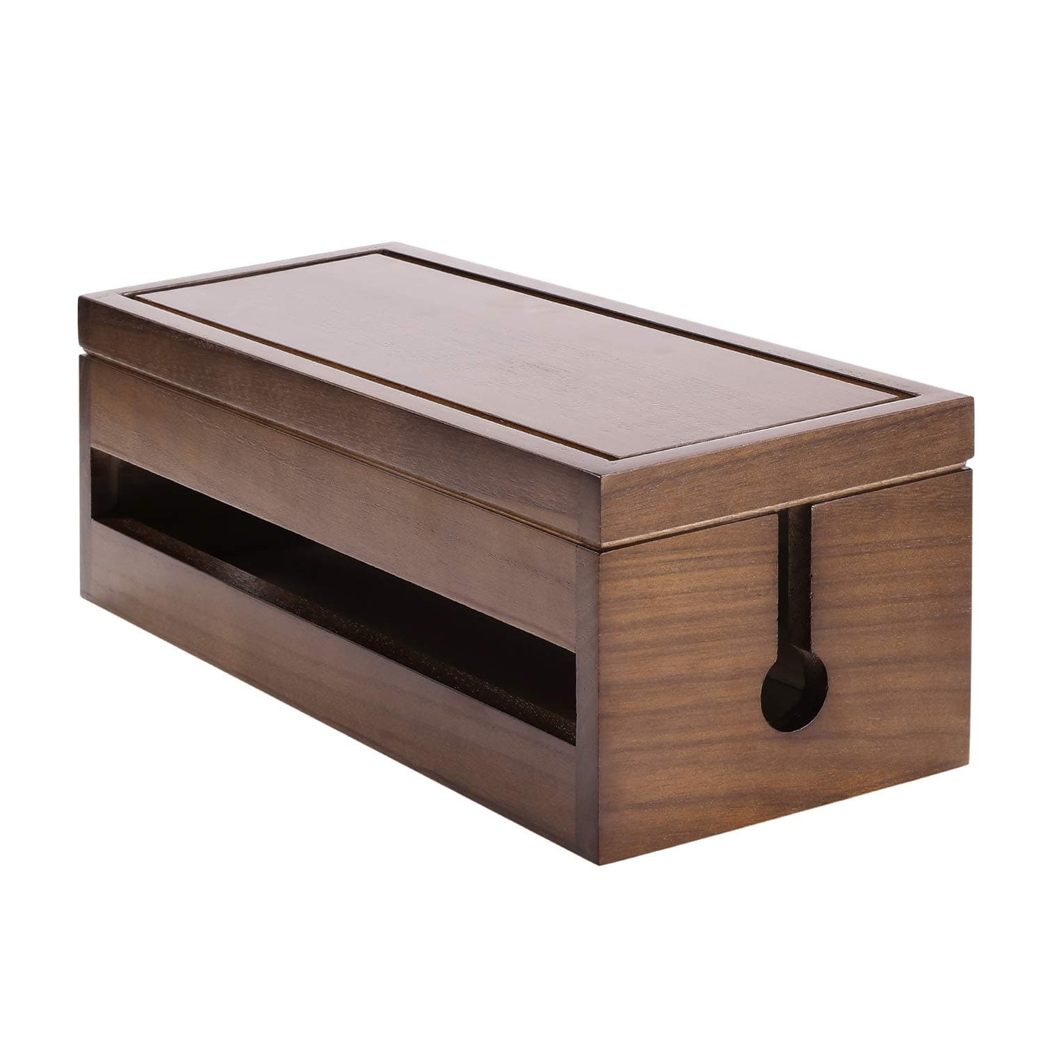 Changsuo Brown Wooden Cable Organizer for Desktop Power Strips