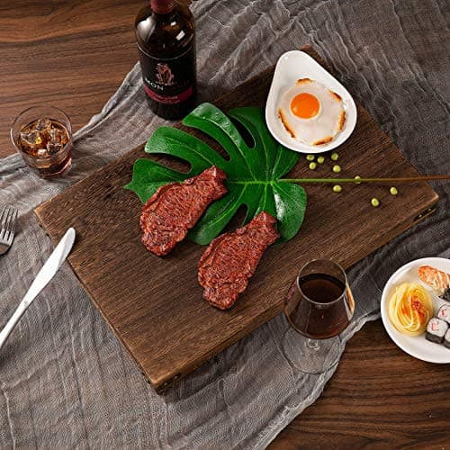 Yangbaga Rustic Wooden Serving Trays with Handle - Set of 7 Rectangular Platters