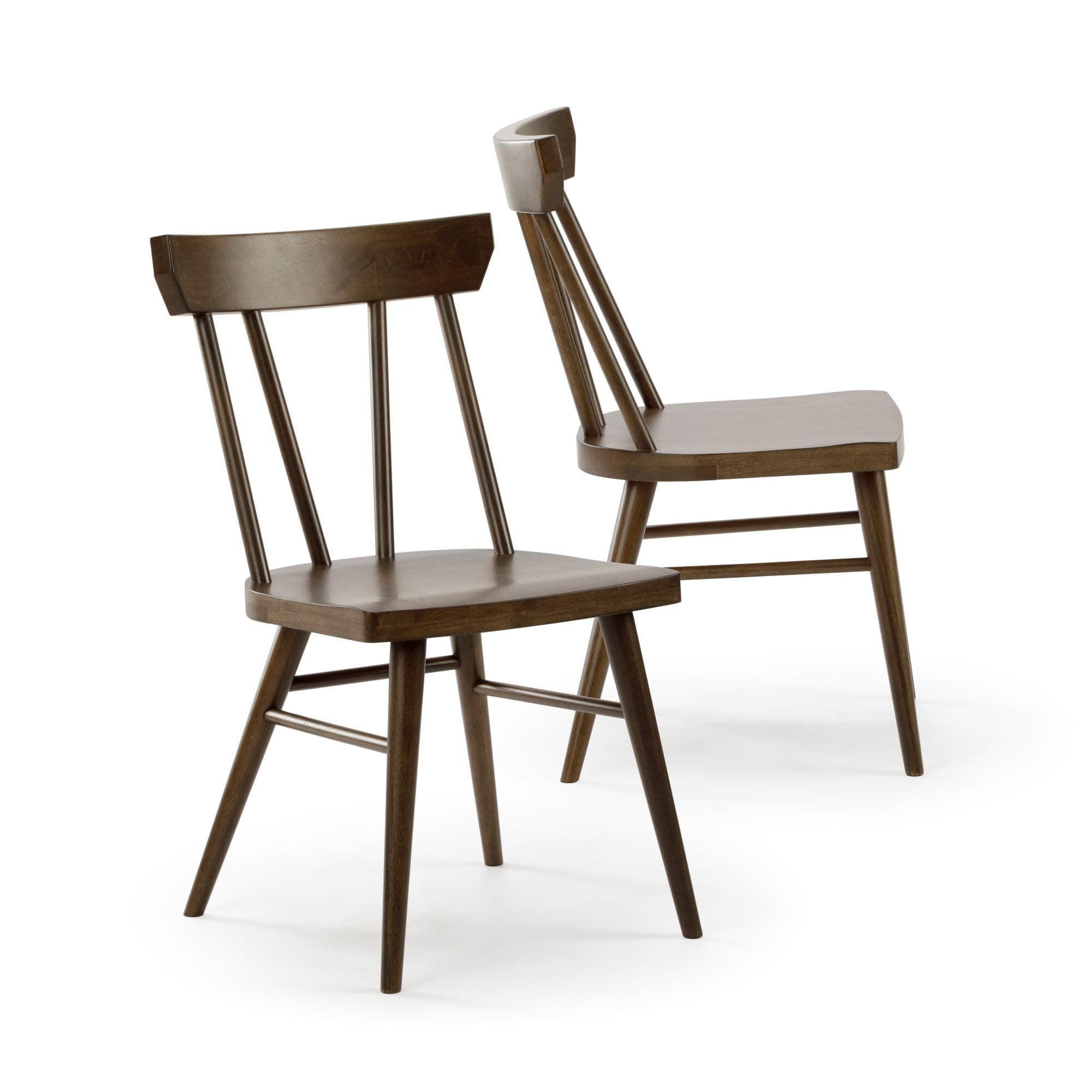 Windsor Walnut Solid Wood Farmhouse Dining Chair, Pack of 2