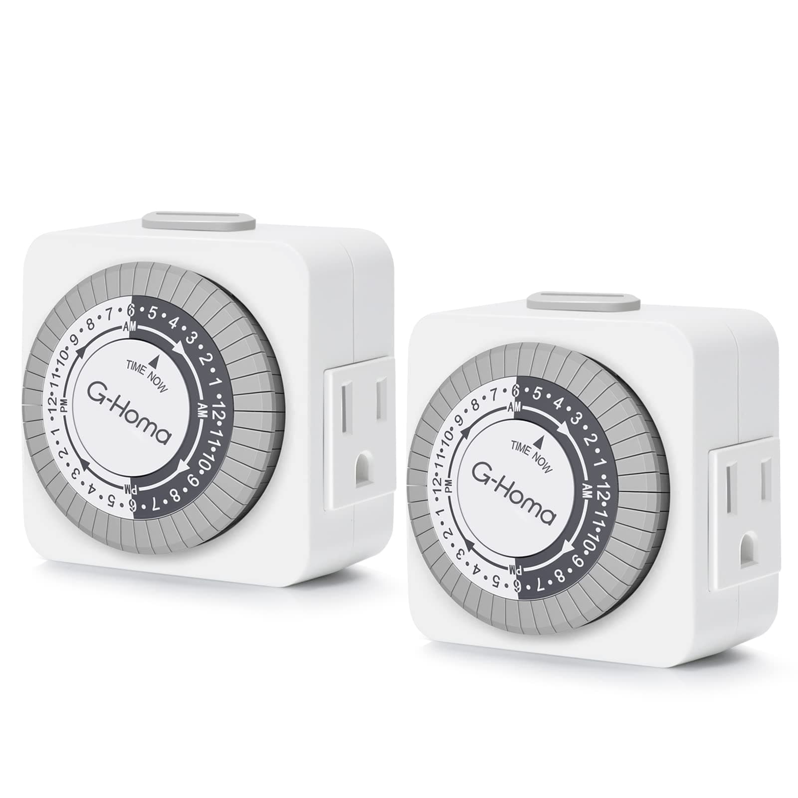 G-Homa 2-Pack 24-Hour Mechanical Timer for Lights, ETL Listed White