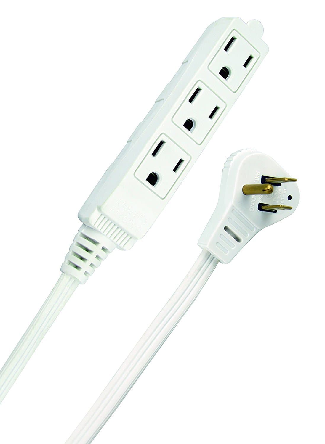 Slimline 2232 Angled Flat Plug Extension Cord, Space Saving Design, 3 Grounded Outlets