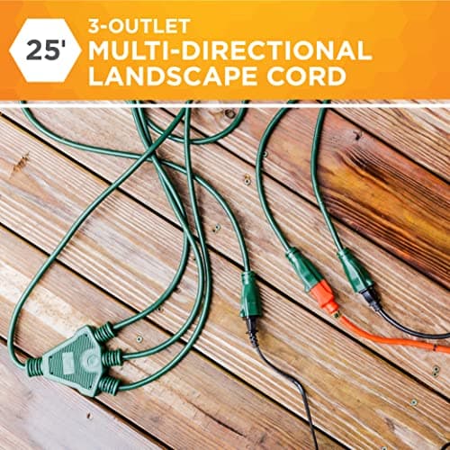 Outdoor Extension Cord 1 to 3 Splitter, Green