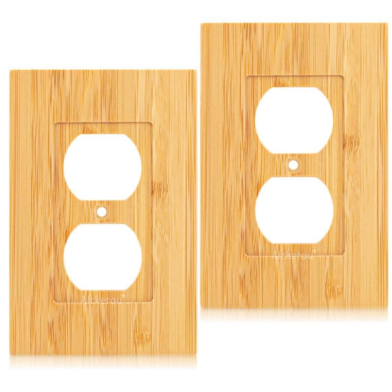 Solid Bamboo Light Switch Plate, Decorative Raw Wood Cover 4.8" x 3.14" Single Toggle — 2PC-6K Wall Plate 2