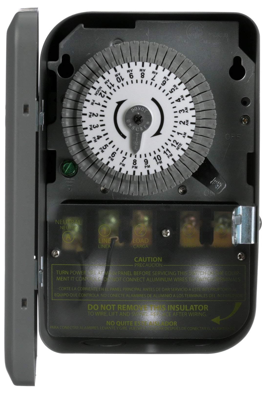 Durable Indoor 24-Hour Mechanical Timer Switch, 120V/40A DPST, BLACK
