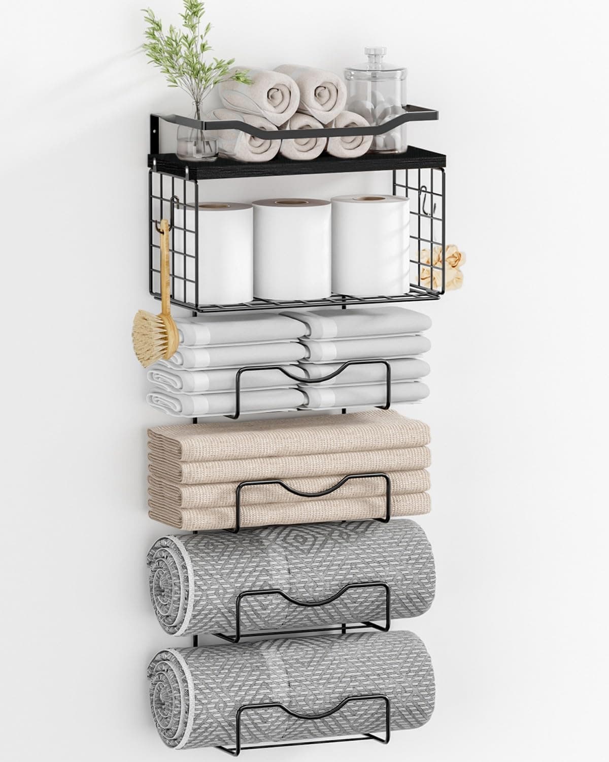 Bathroom Towel Racks, 6-Tier Wall Mounted Towel Holder
