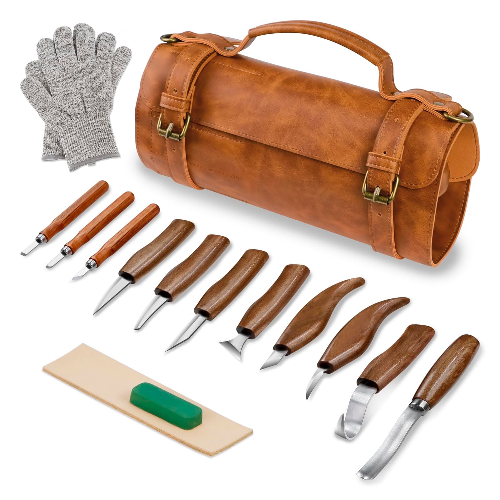 Tekchic Deluxe Wood Carving Kit with Whittling Knife & Leather Case