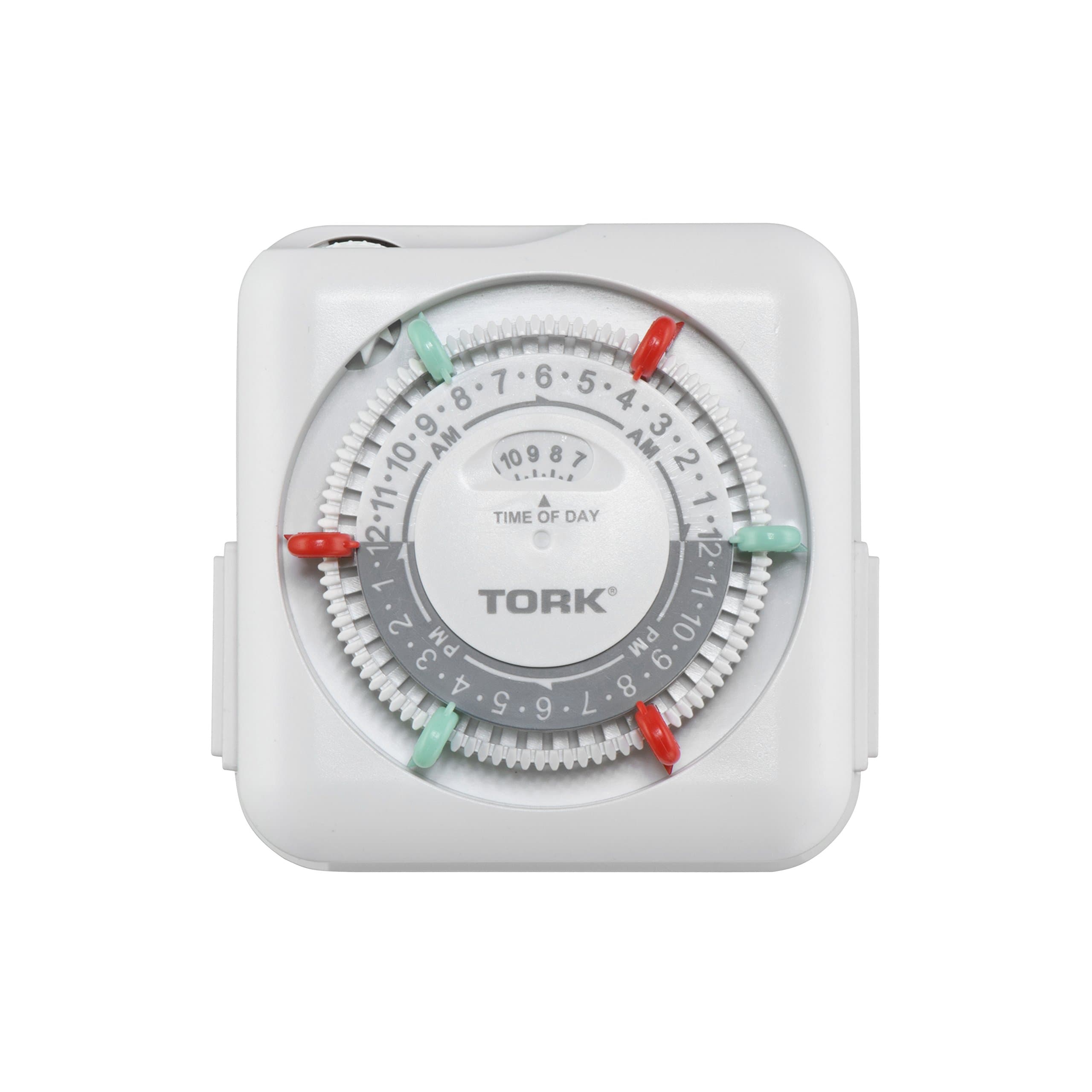 NSI Industries TORK RTN312 15-Amp 24-Hour Mechanical Timer - Green & Red Trippers White