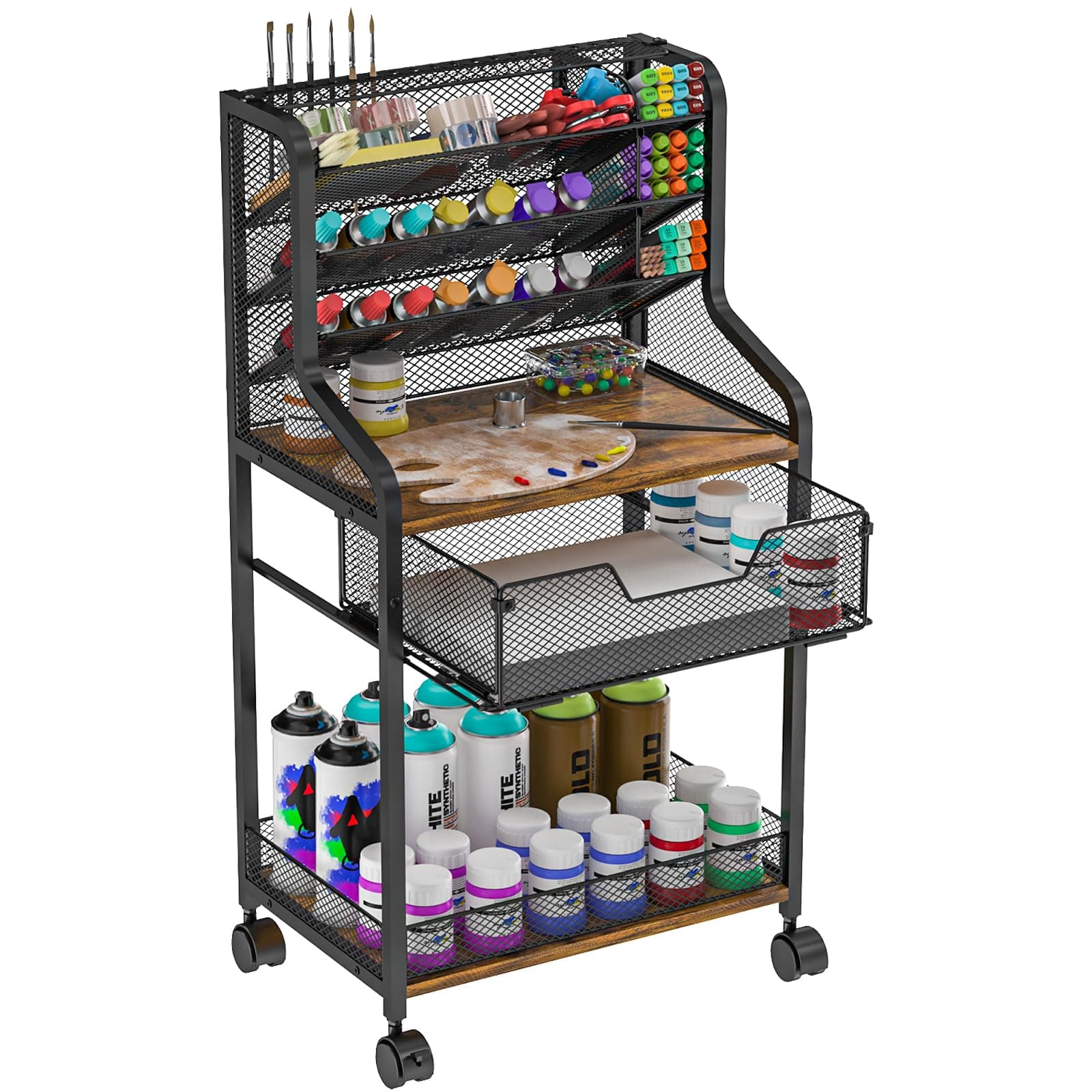 Multifunctional Rolling Utility Cart for Artists and Office