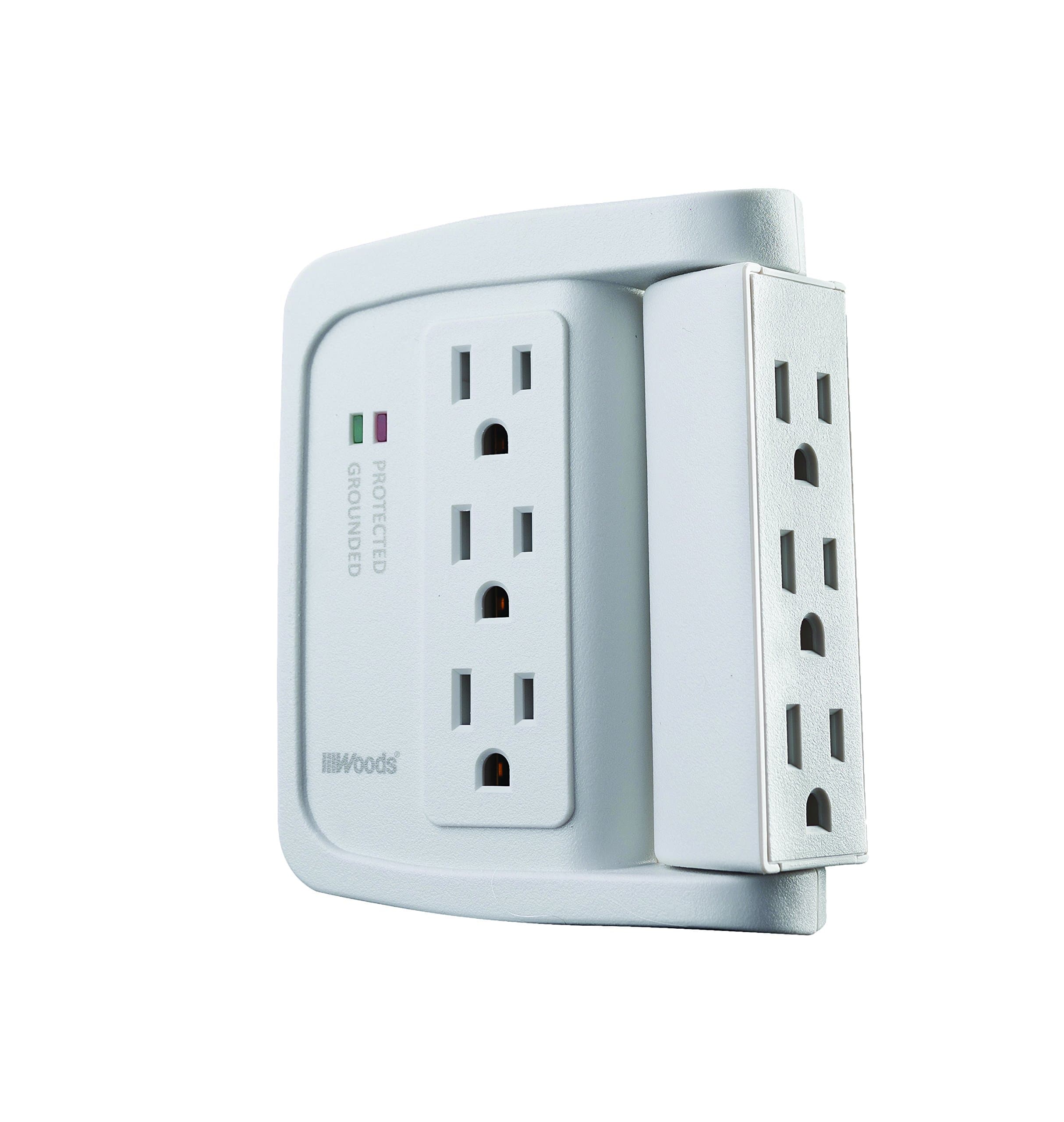 Compact Power Adapter Surge Protector with 6 Outlets for Homes