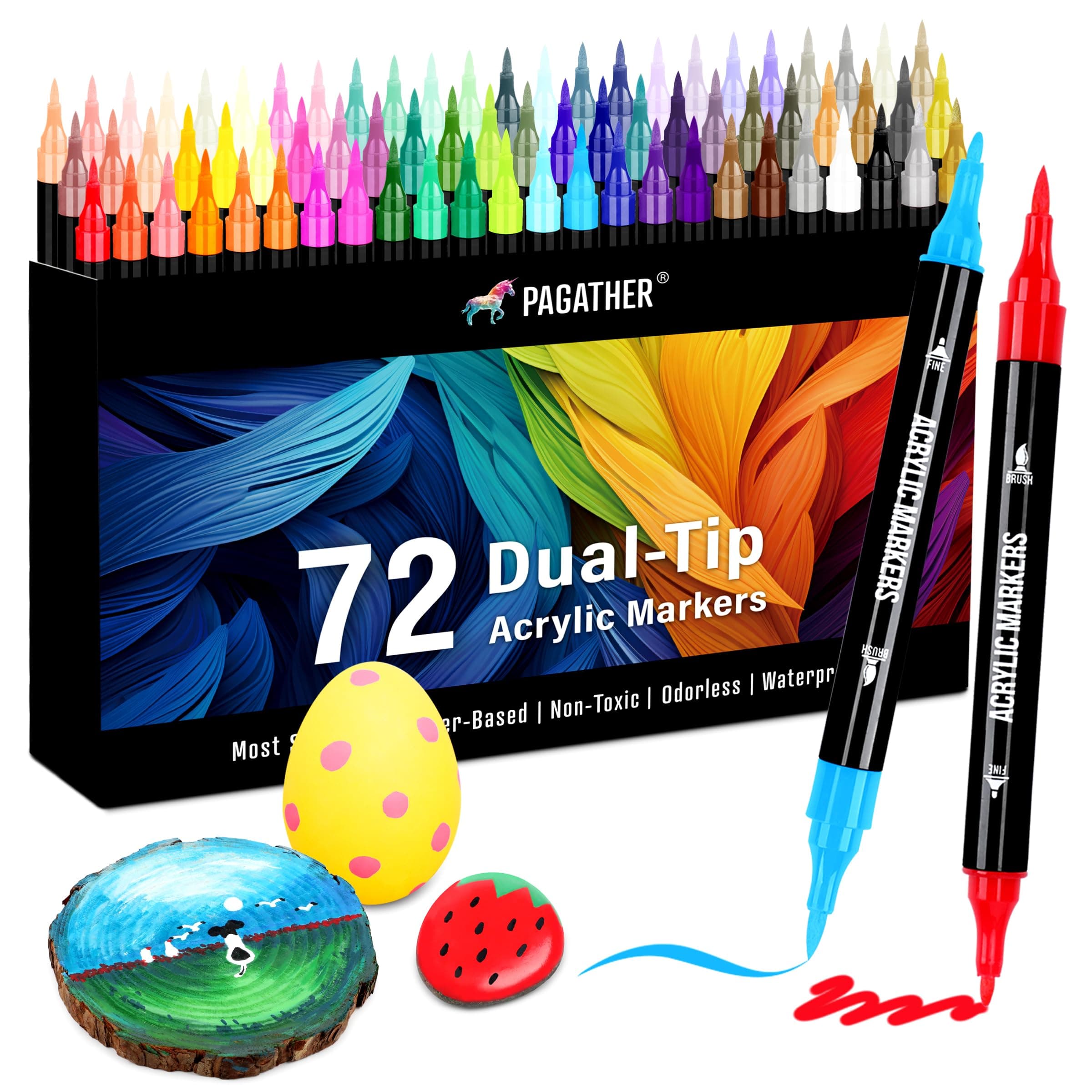 72 Color Acrylic Paint Markers for Artistic Crafts