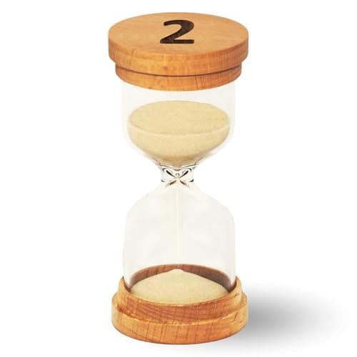 Modern Glass Sand Timer with Wooden End Caps (2 Minutes)