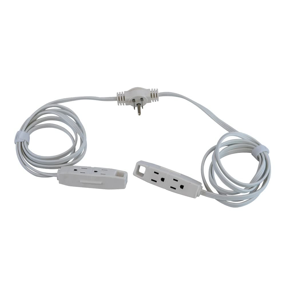 Sofa Cord for Woods; 6 Outlets; 6 Foot Cord; 16 Gauge 3 Prong Plug; White