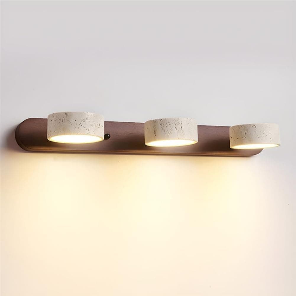 Dark Wood Farmhouse Bathroom Vanity Light - Walnut LED Rotatable Wall Lamp
