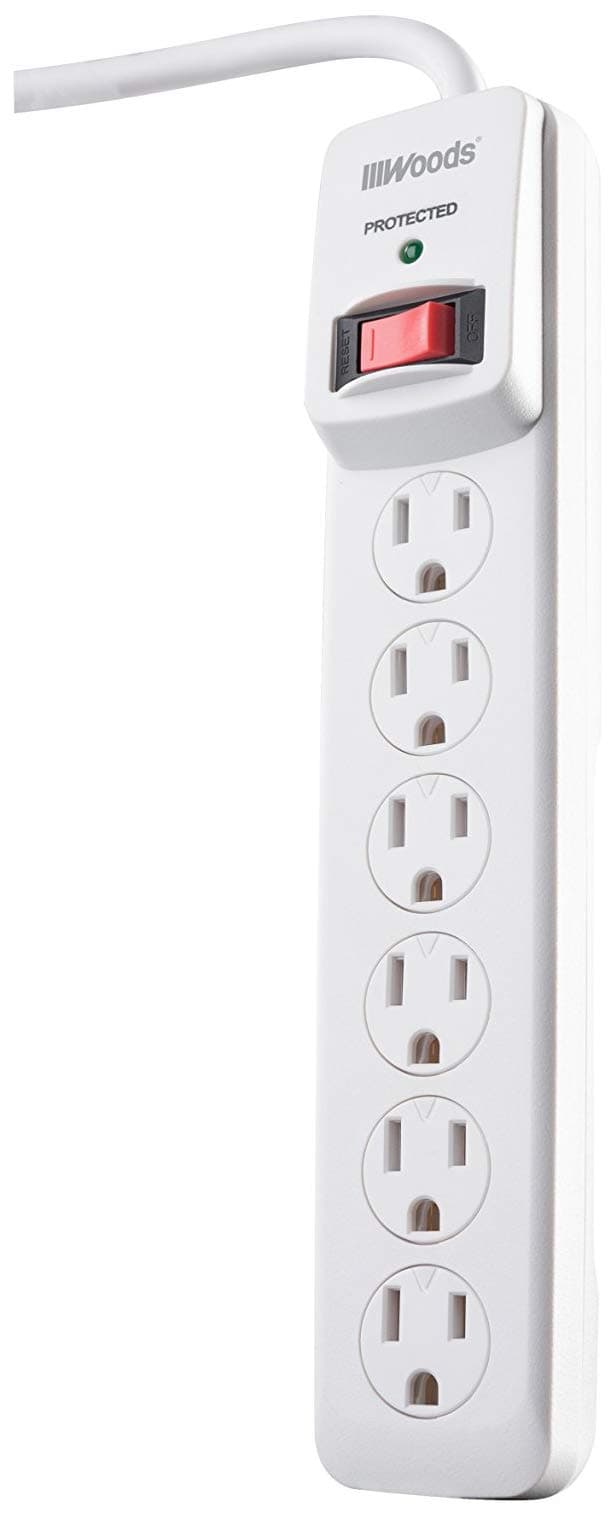 Surge Protector for 900J Protection, 6 Outlets, 3-Foot Cord, White