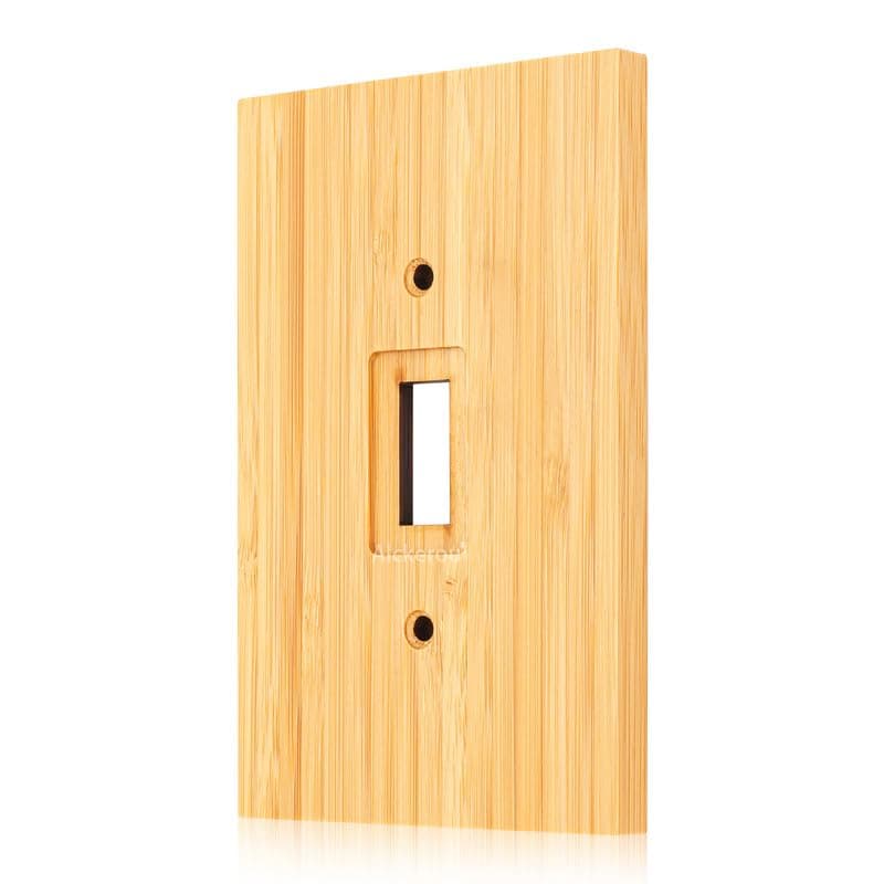 Solid Bamboo Light Switch Plate, Decorative Raw Wood Cover 4.8" x 3.14" Single Toggle