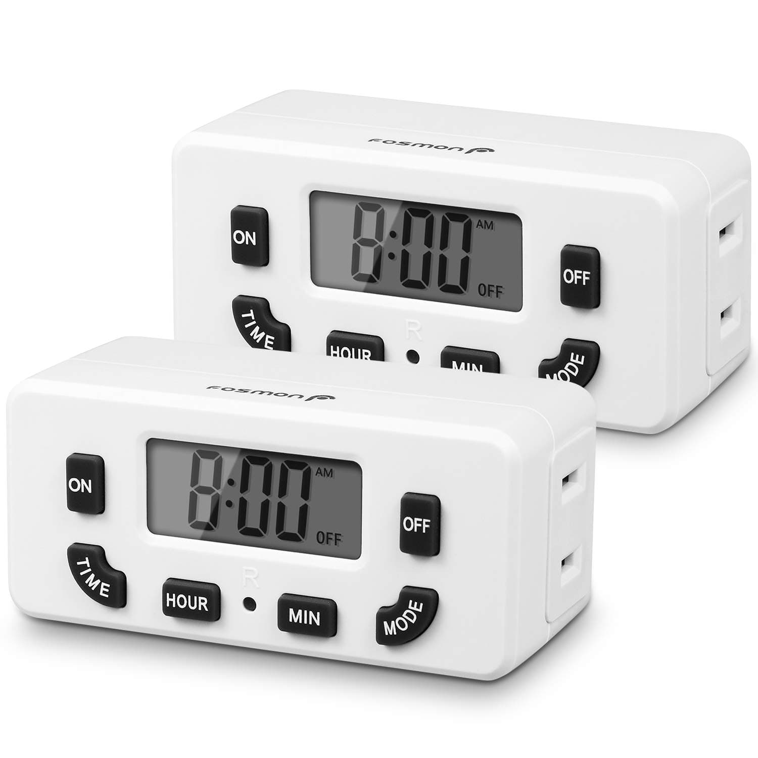Fosmon 24hr Programmable Digital Timer Outlet (2 Pack) for Seasonal Lights & Heaters