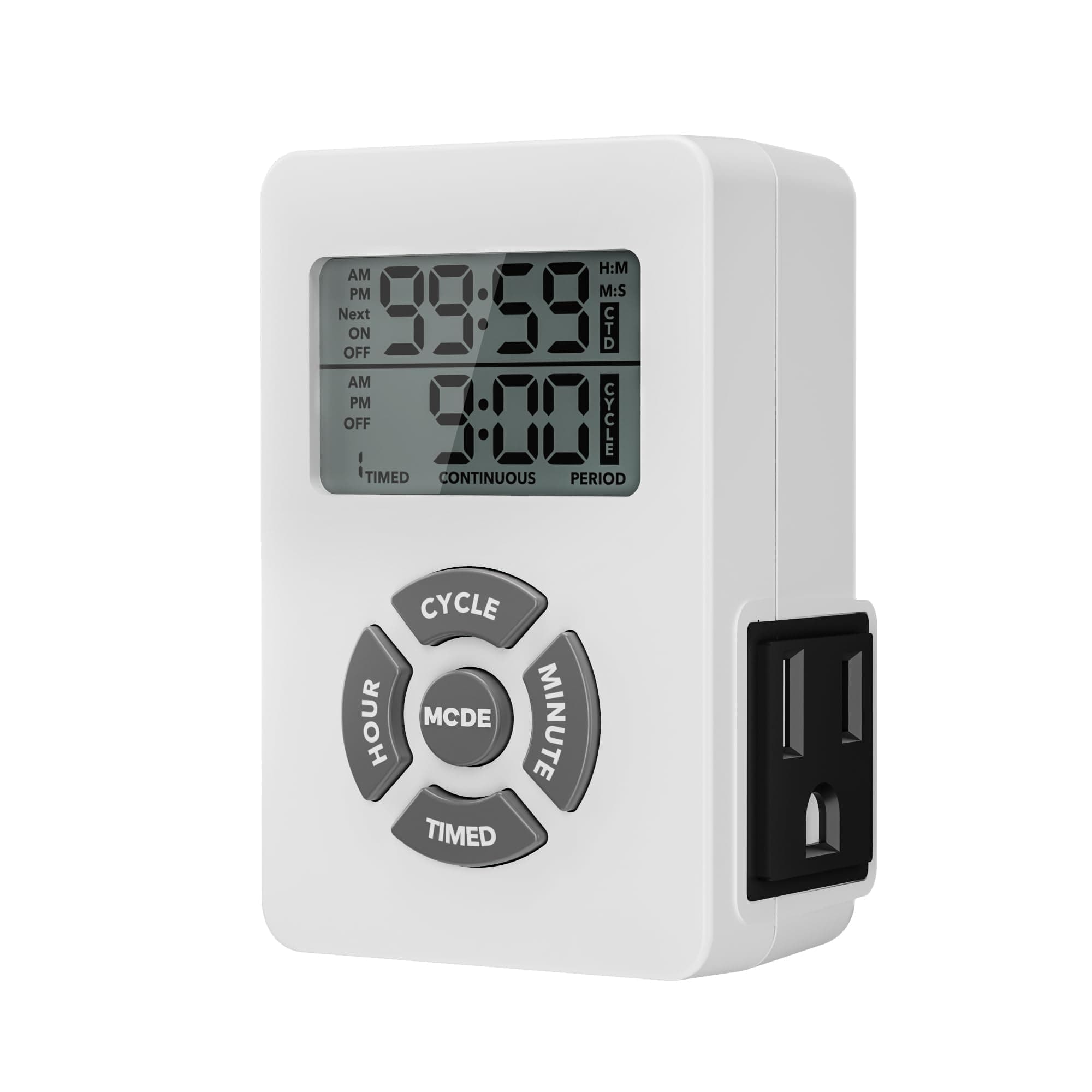 BN-LINK Digital 24 Hour Programmable Outlet Timer with Countdown, 3 Prong 125V, Energy Saving