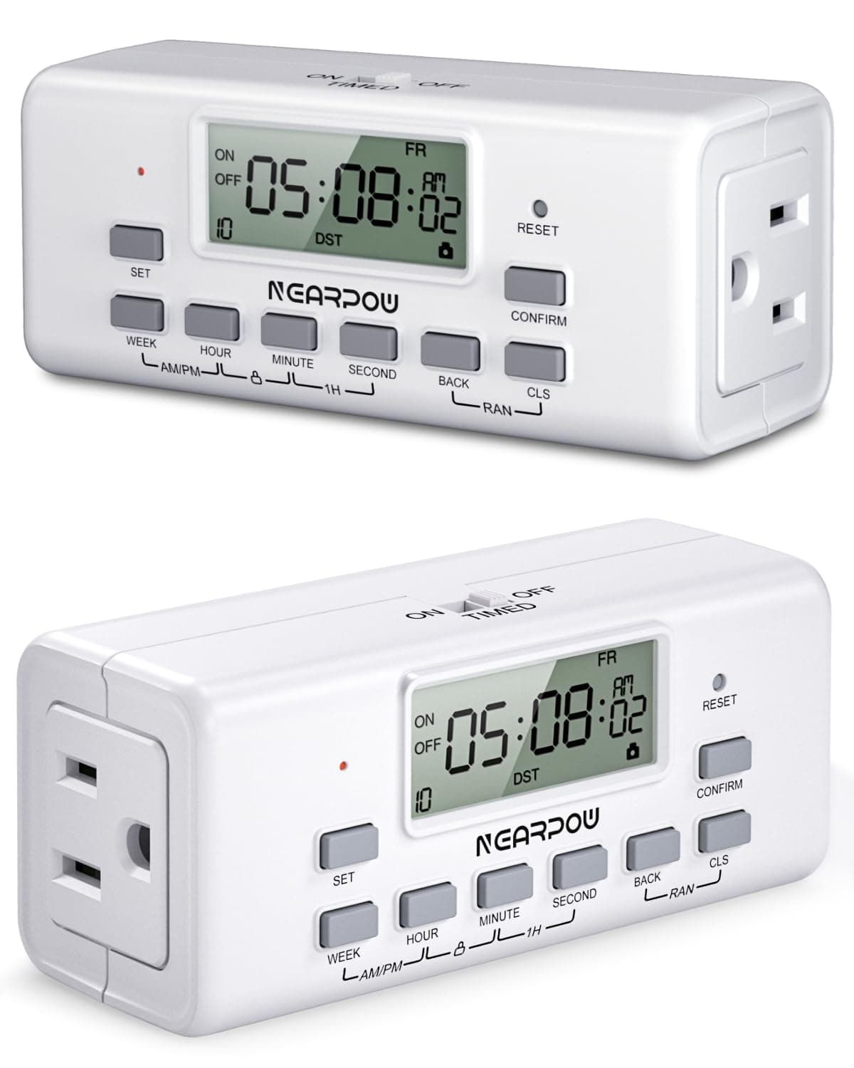 2 Pack NEARPOW Digital Timer for Lamp 10 On/Off Programs, 24/7 Programmable