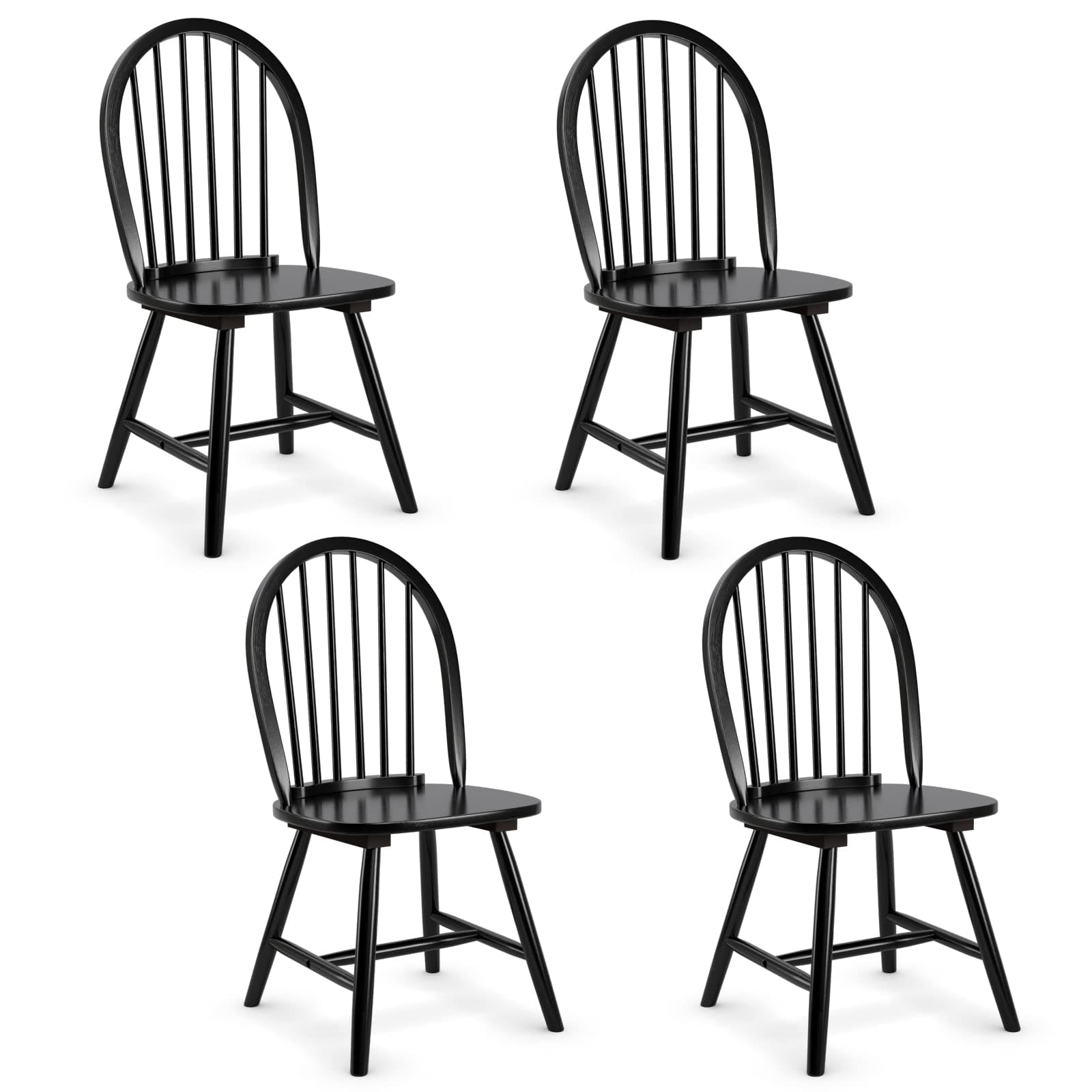 Giantex Black Windsor Armless Dining Chairs, Set of 4French Country Style