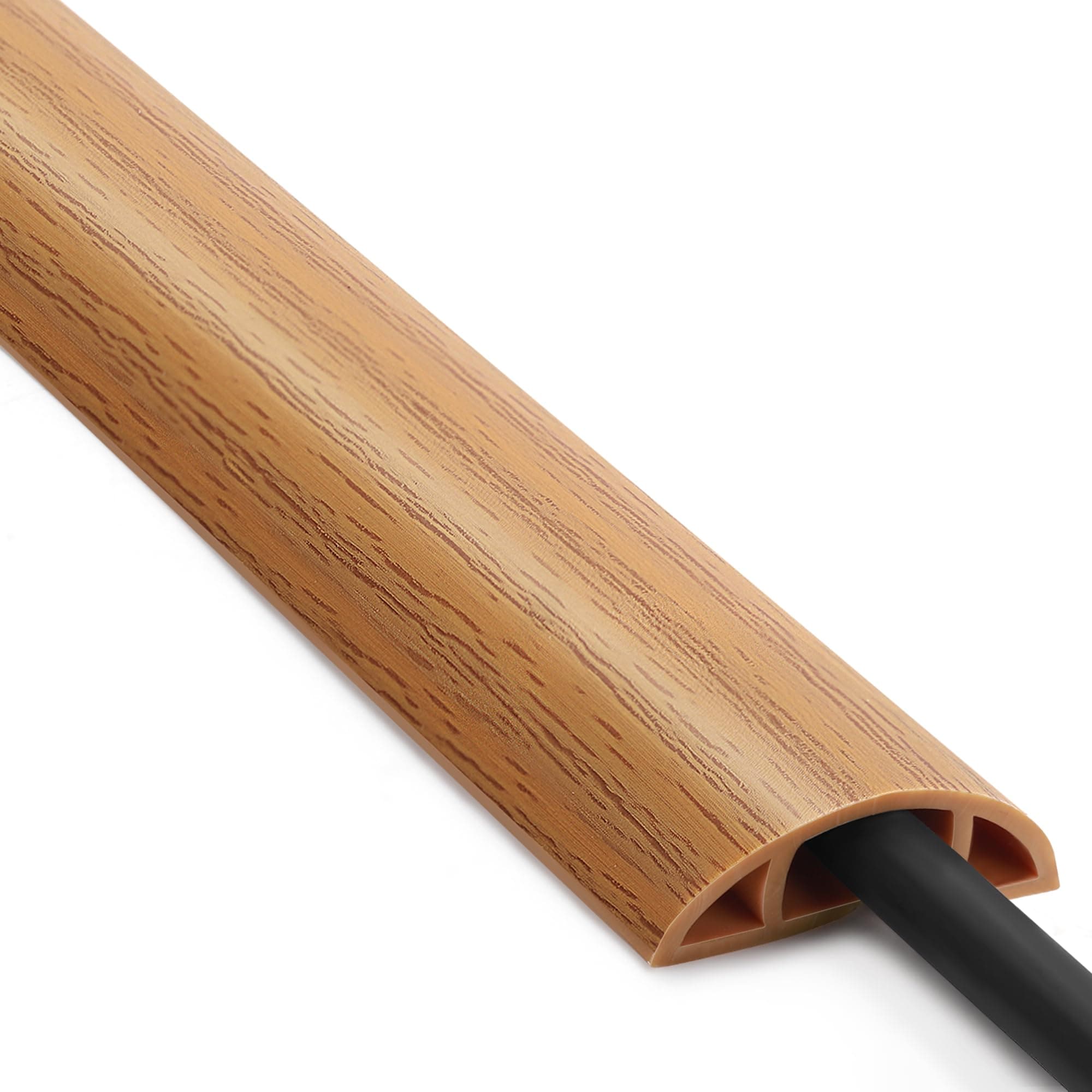 Yellow Oak Wood Floor Cord Cover 4ft, Cable Hider Protects Against Trips