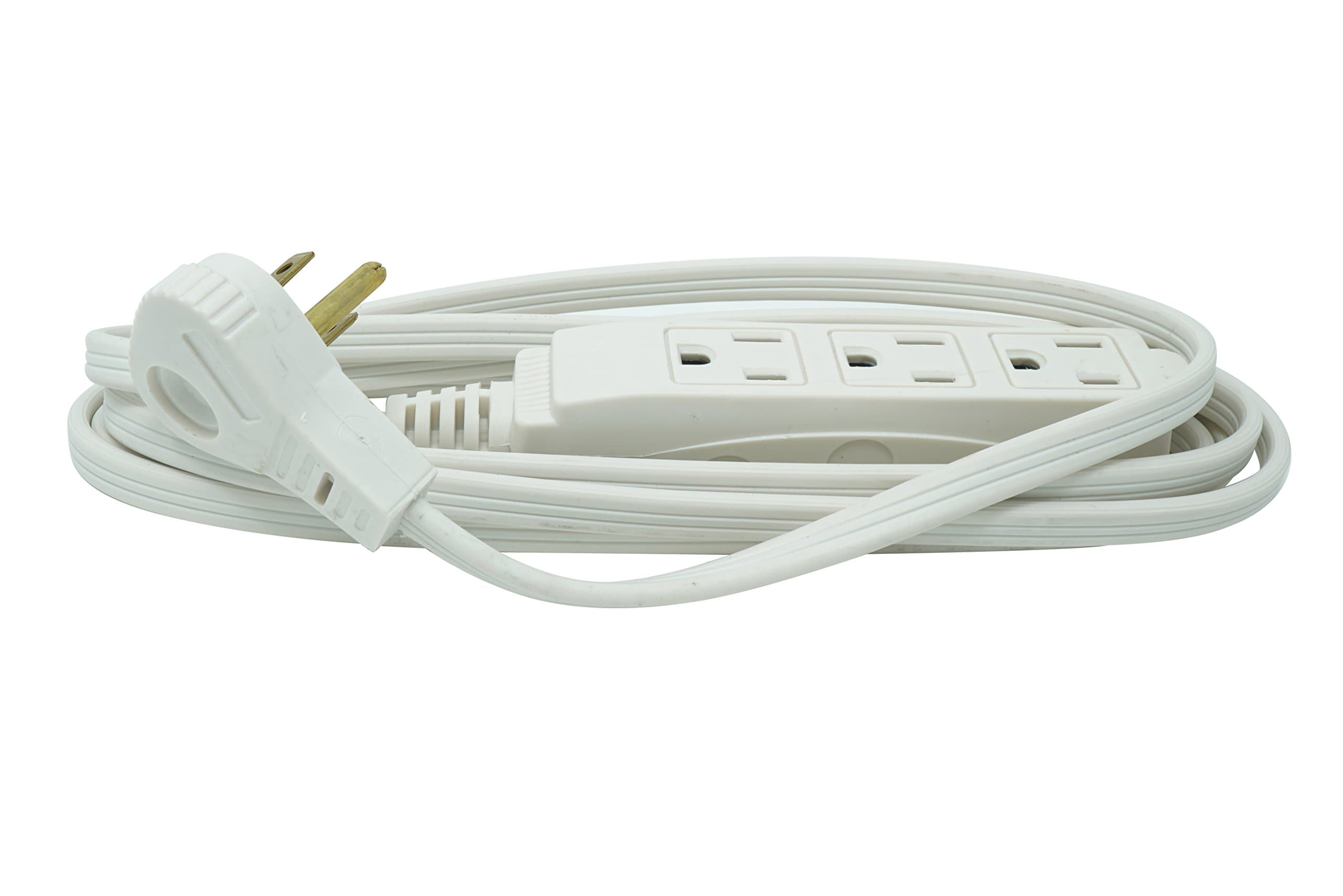 Woods SlimLine 8ft 16 Gauge Right Angle Indoor Extension Cord, White