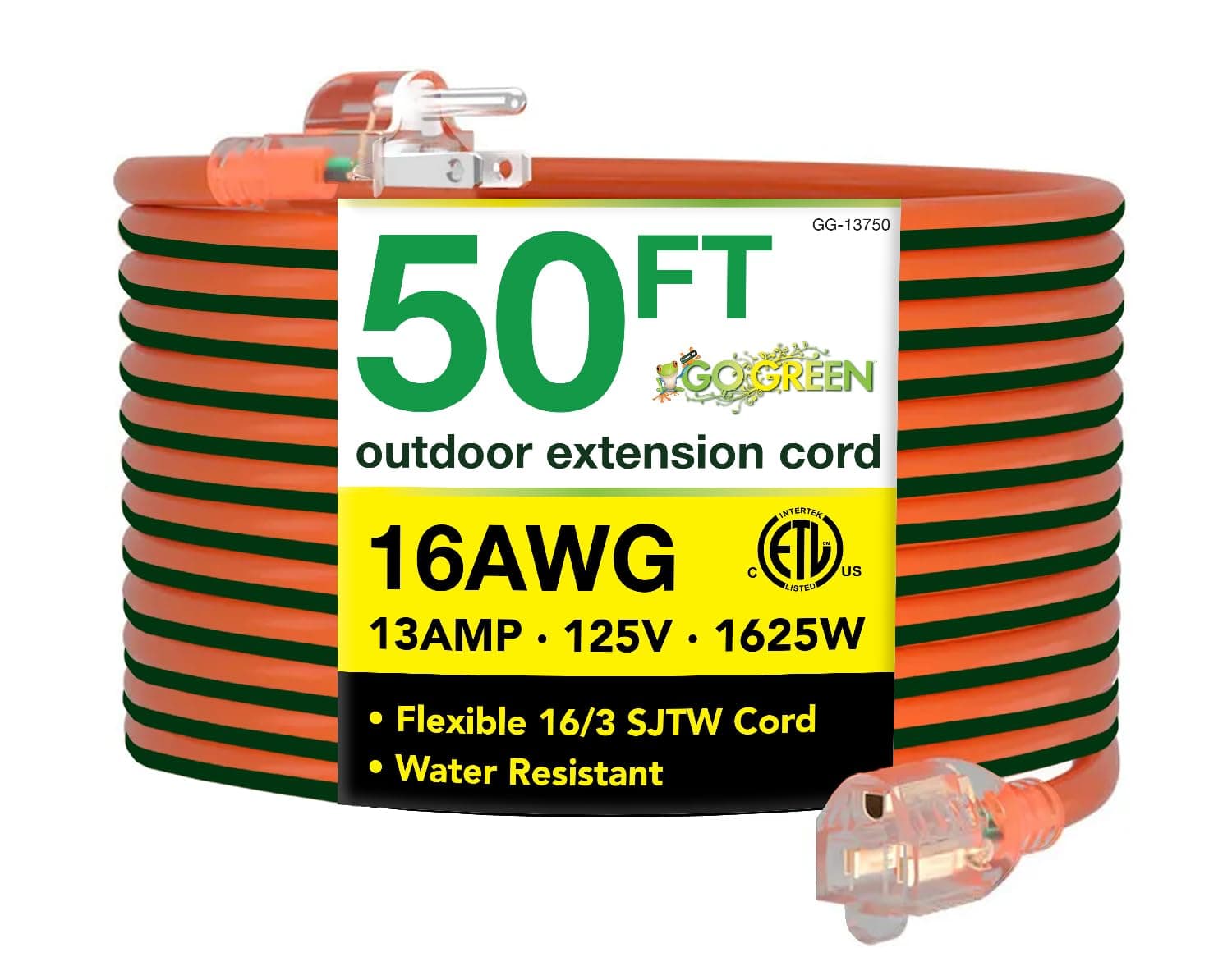 Go Green Power Inc. 50-Foot Heavy-Duty Weatherproof Outdoor Extension Cord - GG-13750