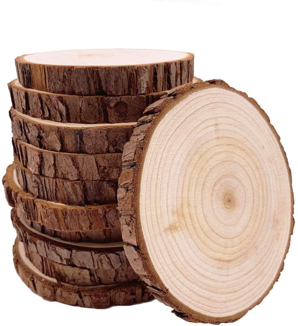 Natural Tree Bark Wood Slices Coasters 10 Pcs Rustic Craft Kit