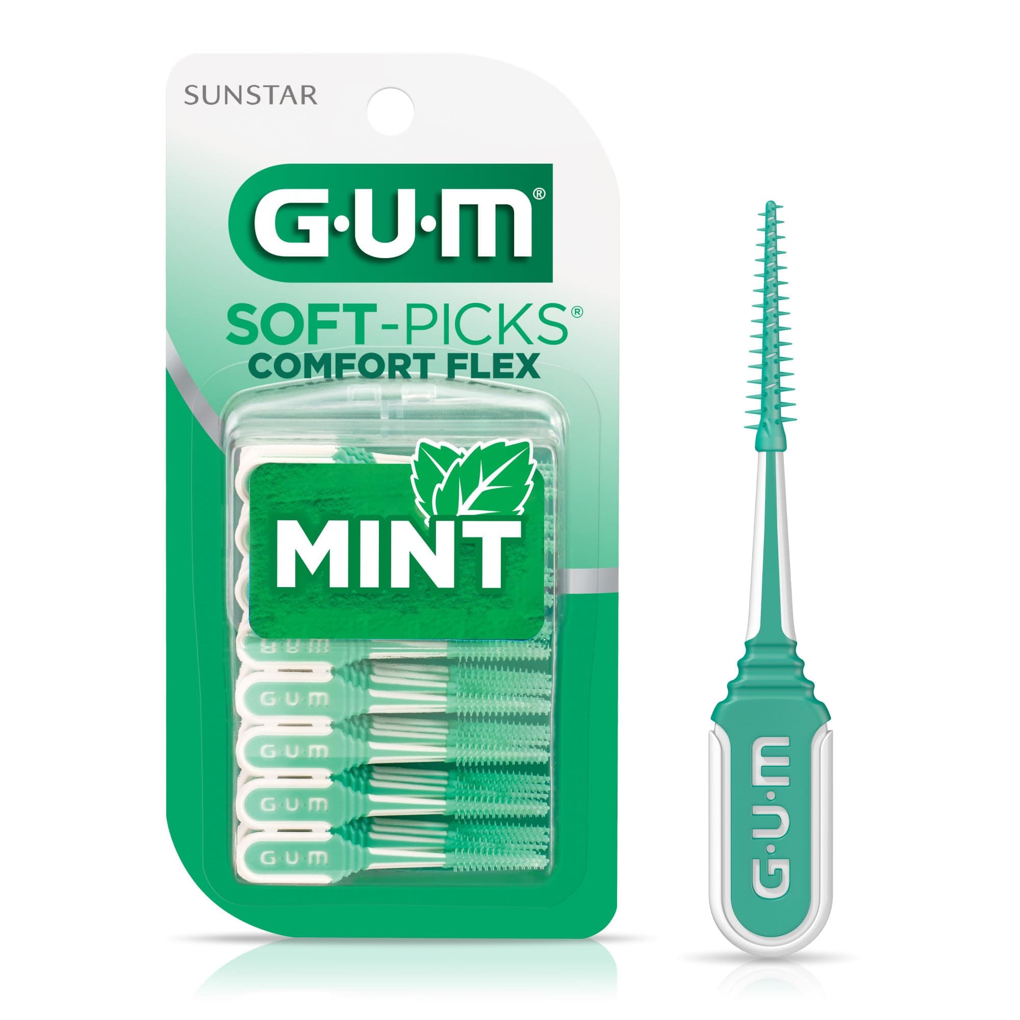 GUM Soft-Picks Comfort Flex Dentist-Recommended Teeth Cleaning Picks, 80 Count, Mint