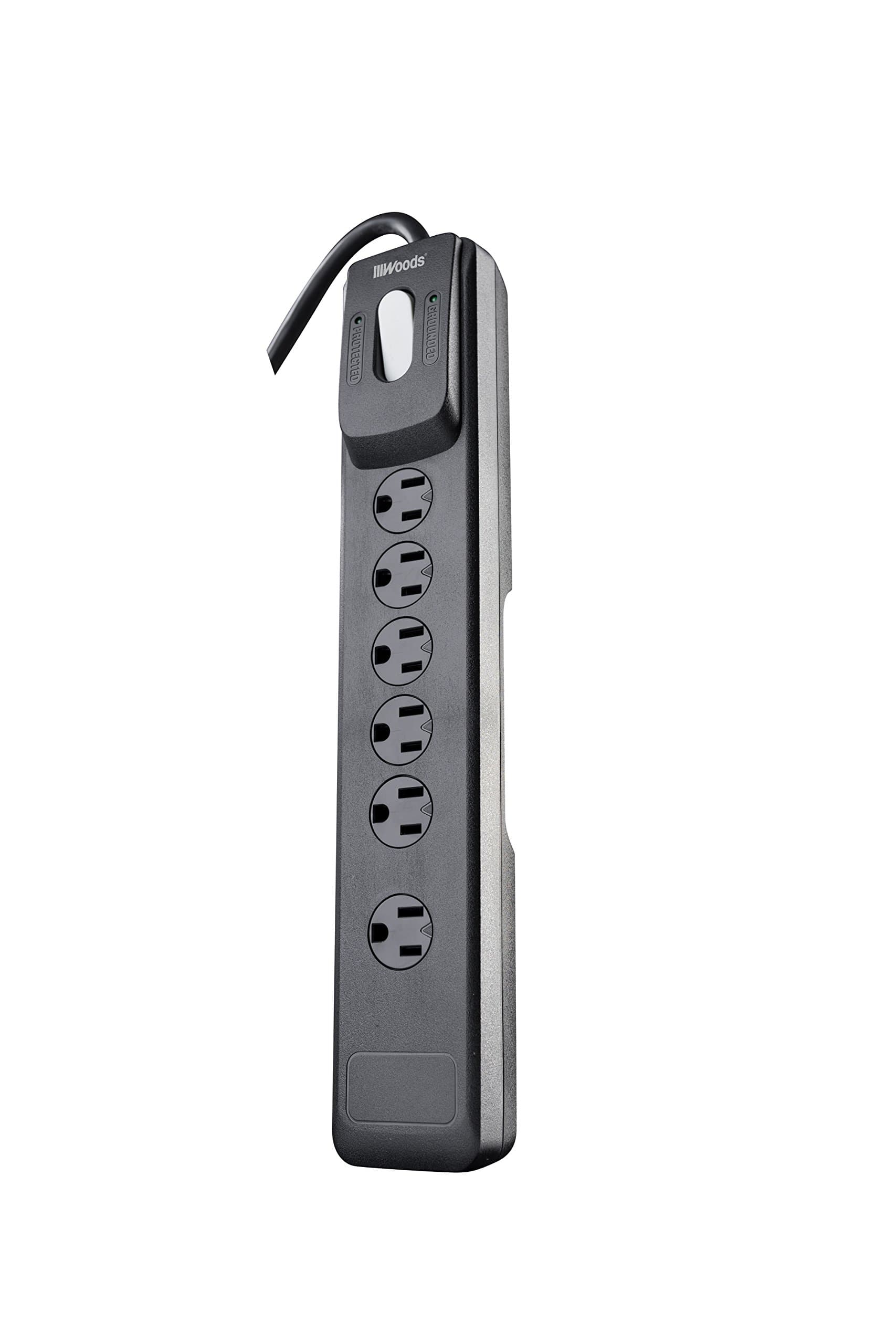 Surge Protector for 1440J Protection with 6 Outlets and 4 Ft Cord
