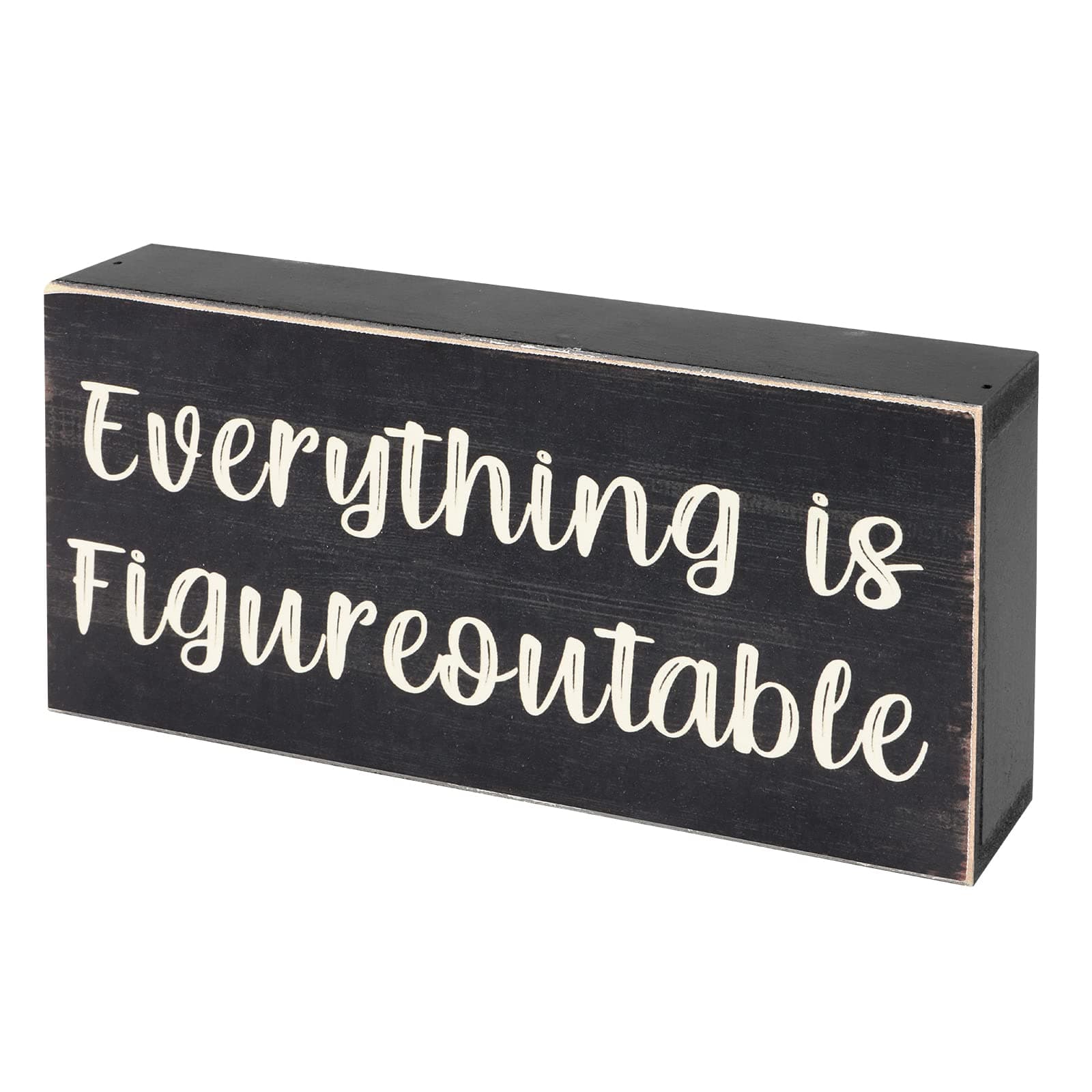 Esur Home Office Desk Black Decor - Inspirational Farmhouse Wooden Sign - Figureoutable