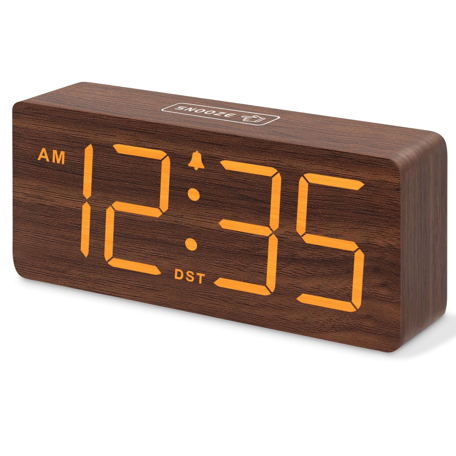 DreamSky Wooden Digital Alarm Clock with Large Numbers & Features