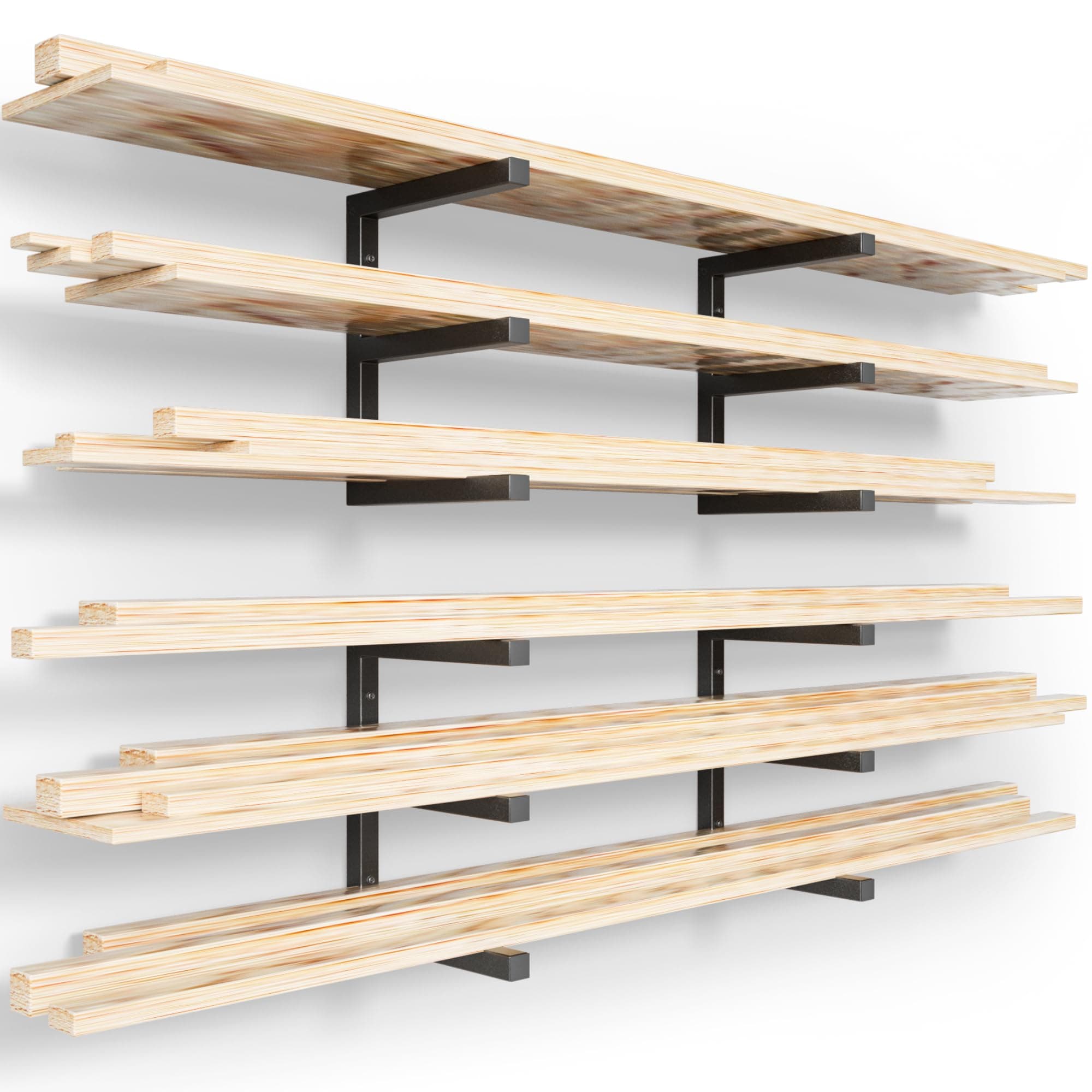 YYR Heavy Duty Wood Organizer, Black - 1200 LBS Capacity, 6-Level Shelf