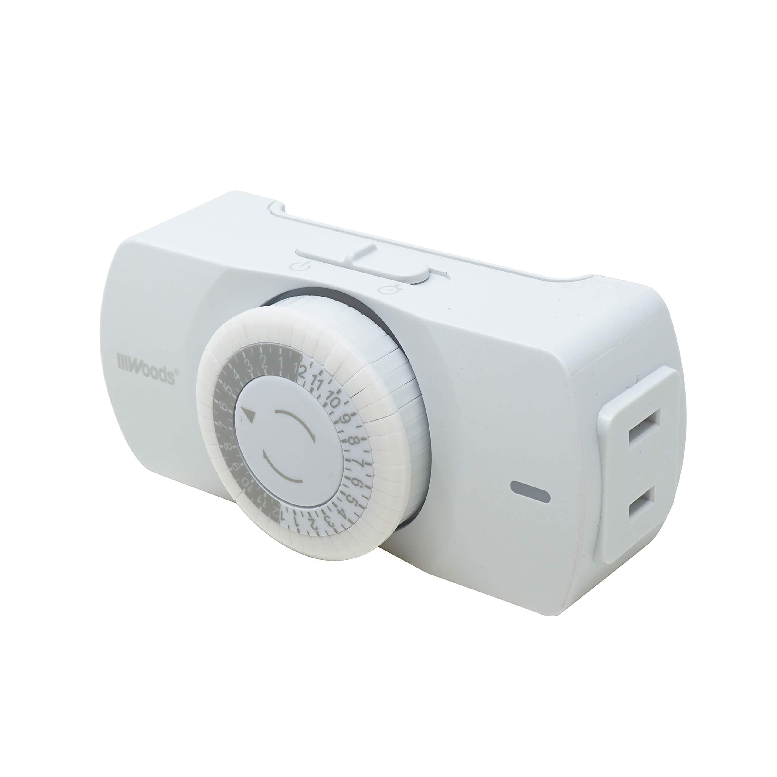Compact 24-Hour Mechanical Timer for Indoor Use; 1 Polarized Outlet