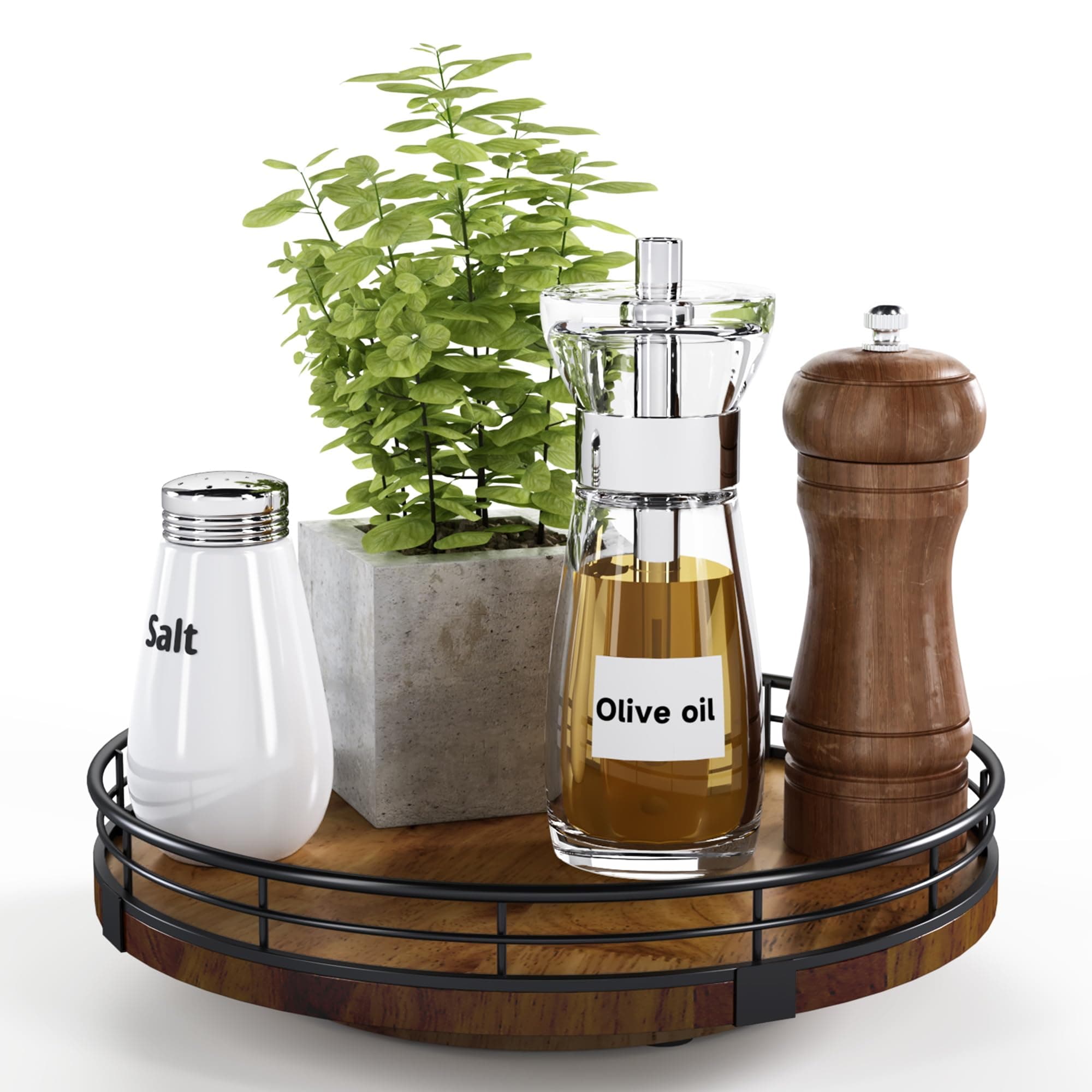 Farmhouse Oak 9" Lazy Susan Organizer for Cabinet & Storage