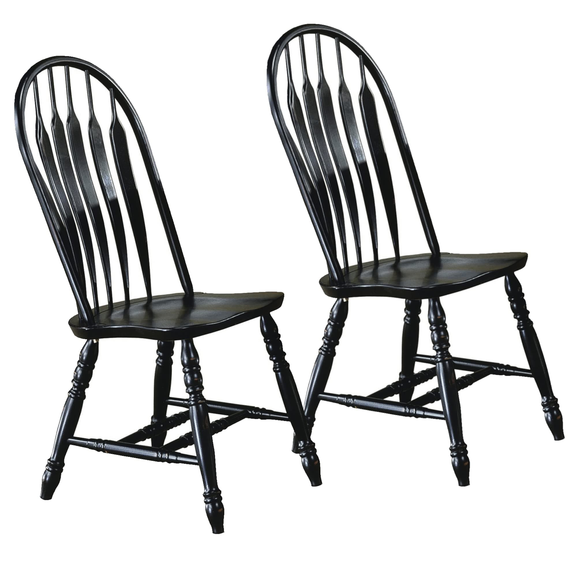 Sunset Trading Antiqued Black Cherry Distressed Windsor Side Chairs, Set of 2