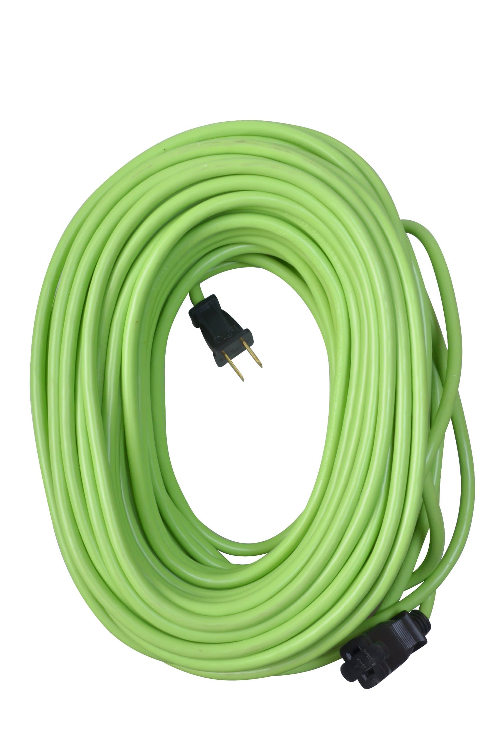 Water Resistant 120 Foot Outdoor Extension Cord, 16 Gauge 2 Prong, Lime Green, 9940010